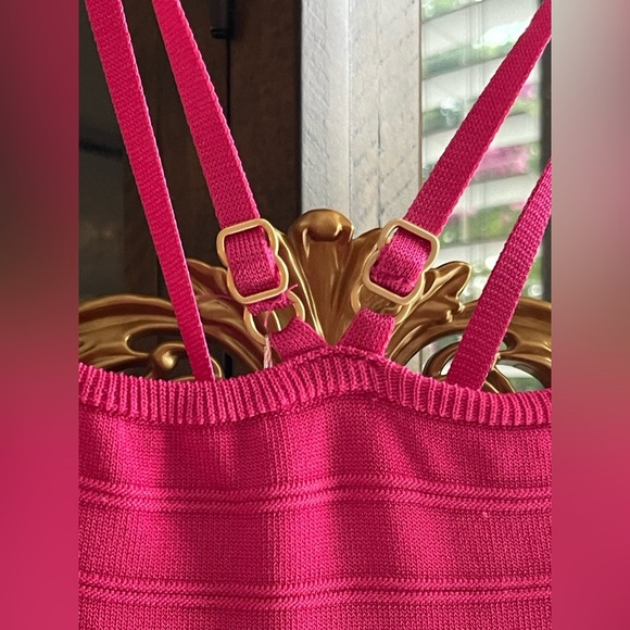 NWT Cult Gaia Elfreda Cut Out Ribbed Sexy MIDI Dress Dragonfruit Pink Fuchsia - Picture 7 of 10